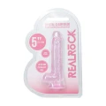 Wibrator typu dildo REALROCK Crystal Clear – 12,7 cm, przyssawka, realistyczne jądra