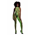 Bodystocking UV aktywowany - Neonowa Zielona - Halter, Elastyczny, XS/XL