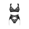 Bielizna koronkowa, OBSESSIVE Donna Dream – Zestaw 3-częściowy, XS/S, regulowany pas do pończoch