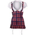 Mundurek Szkolny COTTELLI LINGERIE - Sukienka w Kratę, Bluzka z Kołnierzykiem, Szelki