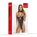 Body koronkowe SOFTLINE COLLECTION z obrożą, niebiesko-czarne, elastyczne, M