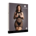 Sukienka mini LE DESIRE z siateczki Fence Net, Plus Size, dekolt z chokerem, elastan