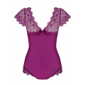Body Moketta OBSESSIVE fioletowe, elastyczny materiał, koronkowe wykończenie