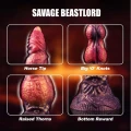 Dildo Power Monsters Savage Beastlord 24 cm, pofalowany silikon, wodoodporny