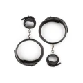 Zestaw mankietów BDSM - Kajdanki Thigh & Wrist Cuff Set, skóra ekologiczna, regulowane