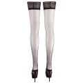 Pończochy hold-up COTTELLI LINGERIE, czarne, koronkowy top, silikonowa opaska