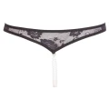 Stringi koronkowe COTTELLI LINGERIE z perełkami, otwarty krok, XL, 90% poliamid