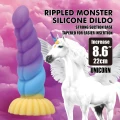 Dildo Power Monsters Unicorn - 22 cm, silikonowy, teksturowany, przyssawka