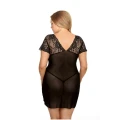 Halka nocna ANAIS PLUS SIZE, czarna XXL+, koronkowe rękawki, zmysłowy dekolt