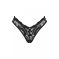 Figi koronkowe Alessya - OBSESSIVE, czarne, zmysłowe wycięcia, biżuteryjna zawieszka