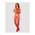 Bodystocking OBSESSIVE N122 - S/M/L, elastyczny, geometryczny wzór, czerwony