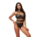Body SOFTLINE COLLECTION czarne, siateczkowe, z wycięciami, One Size