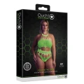 Body z Greckim Dekoltem OUCH! – Neonowa Zieleń, UV-reaktywna, XL/XXXXL, Elastyczny Nylon
