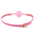 Knebel (Ball Gag) Pink Elegance – silikon 4 cm, regulowany pasek, złote detale
