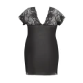 Halka nocna ANAIS PLUS SIZE, czarna XXL+, koronkowe rękawki, zmysłowy dekolt