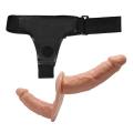 Dildo podwójny BAILE - regulowany strap-on, wodoodporny, TPR PU, żłobiona faktura