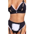 Zestaw kostiumu pokojówki COTTELLI LINGERIE - zmysłowy gorset z falbankami i majtkami