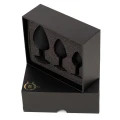 Korek analny – Zestaw Jewellery Silicone PLUG Black, silikon, 3 rozmiary, kryształ rose