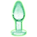 Zatyczka analna szklana Glow in the Dark, 6.3 cm, wodoodporna, unisex