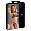 Zestaw koronkowy - Biustonosz z halerynką i stringi ouvert, COTTELLI LINGERIE, czarny, L