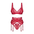 Komplet bielizny koronkowej OBSESSIVE Cupide Desir 2XL/3XL, elastyczny, czerwony