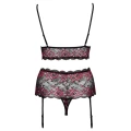 Biustonosz i majtki ouvert COTTELLI LINGERIE, elastyczna koronka, kwiatowy motyw, XL/2XL