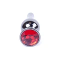 Analny korek (butt plug) MyLove Toys – stal nierdzewna, ciemne srebro, czerwony diament