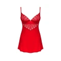 Koszulka i stringi OBSESSIVE, Czerwone, Regulowane ramiączka, Koronkowe detale, XS/S