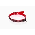 Obroża WHIPS Vegan, kryształki, szerokość 2cm, regulacja 36-42cm, czerwona