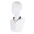 Kołnierz ozdobny Indica Day Collar — eko-skóra szmaragdowa, złote okucia, regulacja 38–48 cm