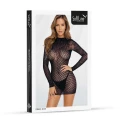 Sukienka erotyczna SOFTLINE COLLECTION, czarna, O/S, siateczka, koronka, długi rękaw
