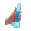 Dildo REALROCK CRYSTAL CLEAR 21 cm, realistyczne jądra, bez ftalanów, wodoodporne