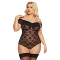 Body koronkowe SOFTLINE COLLECTION Kamila - eleganckie, zmysłowe, 2XL, czarne
