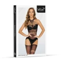 Bodystocking erotyczny SOFTLINE COLLECTION, czarny, elastyczny materiał, zmysłowe wycięcia
