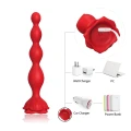 Stymulator analny, Rosestick Red - 9 funkcji wibracji, silikon medyczny, 10,2 cm