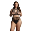 Komplet biustonosza i fig, LE DESIRE, siateczka, XL-4XL, wycięcie keyhole, Duo Net
