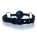 Knebel-Ball Gag - Fetish B - Seria, PVC/Ekoskóra, 16 otworów do oddychania, regulowany rozmiar