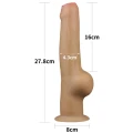 Dildo Love Toy Dual-layerowy silikon, uchwyt, przyssawka 7,9 cm, długość 28 cm