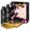 Żel do masażu - Shunga Oriental Body Slide, Zestaw z 2 butelkami, Aromat Truskawki i Wina