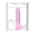 Dildo REALROCK CRYSTAL CLEAR 23 cm, realistyczne jądra, przyssawka, wodoodporny