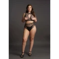 Komplet biustonosza i fig, LE DESIRE, siateczka, XL-4XL, wycięcie keyhole, Duo Net