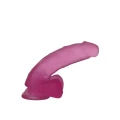 Dildo realistyczne, różowe, TPE, 7 cali, z przyssawką, średnio zakrzywione