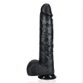 Dildo RealRock - Extra Large, 33 cm długości, 7,6 cm średnicy, czarny