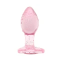 Korek analny - Anal Collection, różowe szkło, 7 cm, serce, dla początkujących