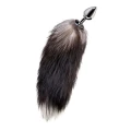 Korek analny ze srebra z puszystym ogonem, 45 cm, dla początkujących i zaawansowanych