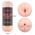 Masturbator dwustronny Virgin-Skin, 22,4 cm, materiał TPE, wibrujący