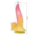 Dildo Power Monsters Flamebeast - 22,5 cm, żłobiony, silikon medyczny, z przyssawką