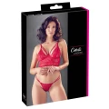 Biustonosz COTTELLI LINGERIE i stringi czerwone L/XL, koronkowe wykończenie, regulowane ramiączka