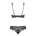 Bielizna OBSESSIVE Komplet 2-częściowy Czarny S/M z fiszbinami i regulacją ramiączek