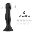 Dildo Optimus Black, medyczny silikon, 9 trybów wibracji, wodoodporny